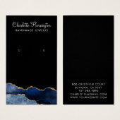 Navy Agate Gold Glitzer Earring Display Card (Vorne & Hinten)