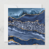 Navy Agate Gold Glitzer Glam 50. Geburtstag Einladung (Rückseite)