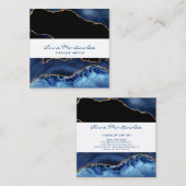 Navy Agate Gold Glitzer Square Business Card Quadratische Visitenkarte (Vorne/Hinten)