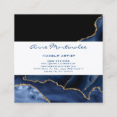 Navy Agate Gold Square Business Card Quadratische Visitenkarte (Rückseite)