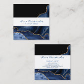 Navy Agate Gold Square Business Card Quadratische Visitenkarte (Vorne/Hinten)