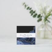 Navy Agate Gold Square Business Card Quadratische Visitenkarte (Stehend Vorderseite)