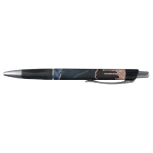 Navy Agate Rose Gold Glitzer Tropfen Kugelschreiber