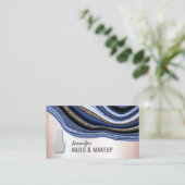 Navy agode Geode Chic Metallic Softpink Nagel Visitenkarte (Stehend Vorderseite)
