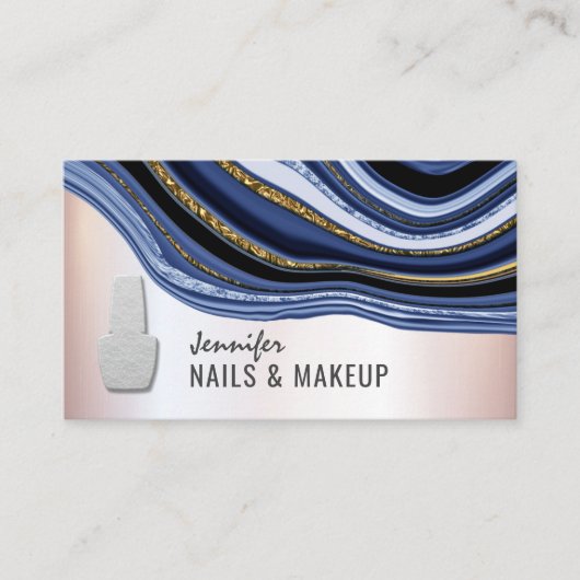 Navy agode Geode Chic Metallic Softpink Nagel Visitenkarte (Vorderseite)