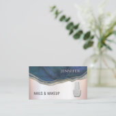 Navy agode Geode Chic Metallic Softpink Nagel Visitenkarte (Stehend Vorderseite)