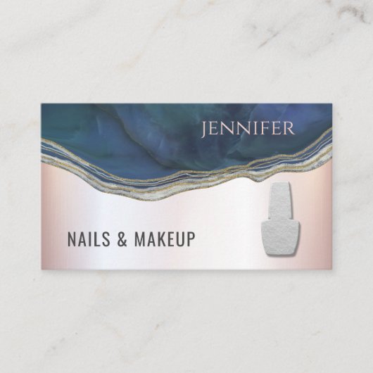 Navy agode Geode Chic Metallic Softpink Nagel Visitenkarte (Vorderseite)
