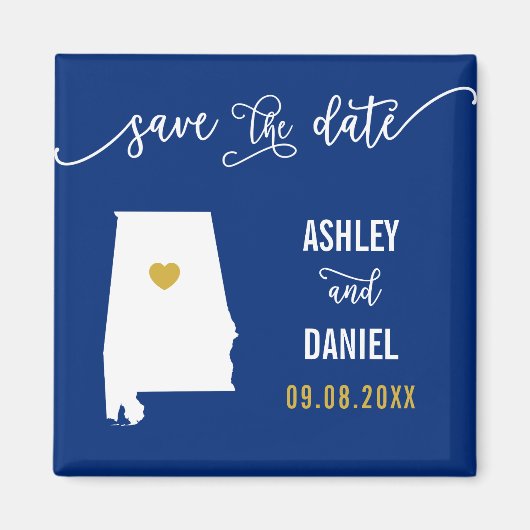 Navy Alabama Wedding Speichern Sie die Datumskarte Magnet (Vorne)