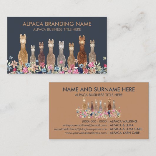 Navy Alpaca Visitenkarte (Vorne/Hinten)