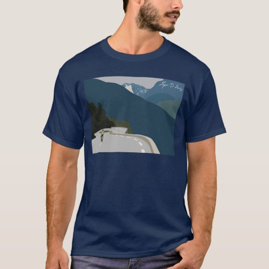 Navy, Alpe d’Huez Cycling Digital Print T-Shirt (Vorderseite)