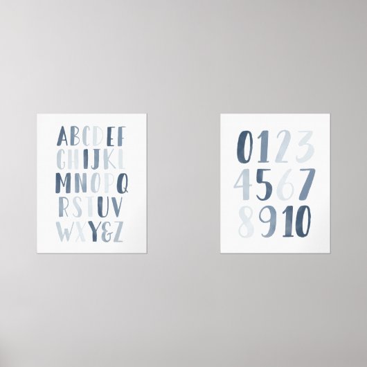 Navy Alphabet and Numbers Unterrichtsraum Bilderwand Sets (Vorderseite)