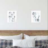 Navy Alphabet and Numbers Unterrichtsraum Bilderwand Sets (Schlafzimmer)