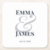 Navy Ampersand Hochzeit | Rechteckiger Pappuntersetzer (Vorderseite)