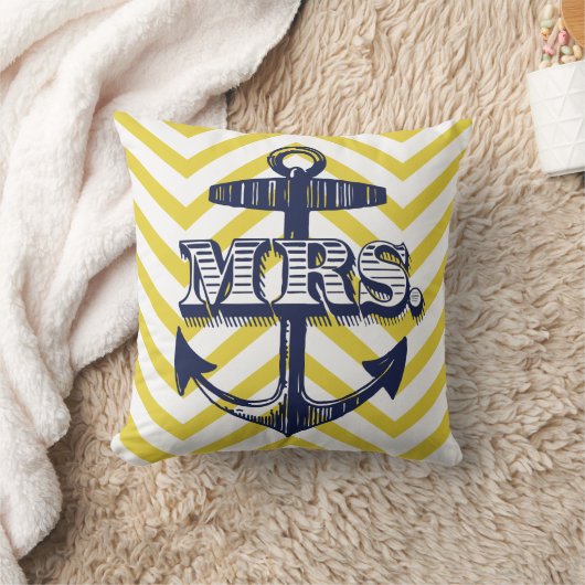 Navy Anchor Frau Bride Zig Zag Pattern Bride Pillo Kissen (Decke)