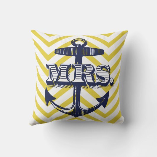 Navy Anchor Frau Bride Zig Zag Pattern Bride Pillo Kissen (Rückseite)