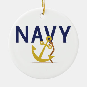 Navy Anchor Keramik Ornament