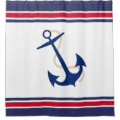 Navy Anchor mit Stripes Nautic Duschvorhang (Vorderseite)