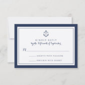 Navy Anchor Monogram Wedding RSVP Card Karte (Vorderseite)