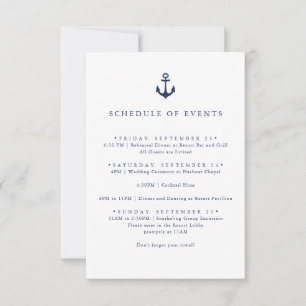 Navy Anchor Nautical Yacht SCHEDULE OF EVENTS Einladung