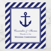 Navy Anchor Navy Frame #2 White Strip Diag DIY BG Weinetikett (Einzelnes Label)