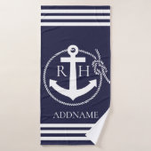 Navy Anchor Personalisiert Monogram Badetuch Badehandtuch (Badehandtuch)