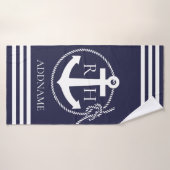Navy Anchor Personalisiert Monogram Badetuch Badehandtuch (Badehandtuch)