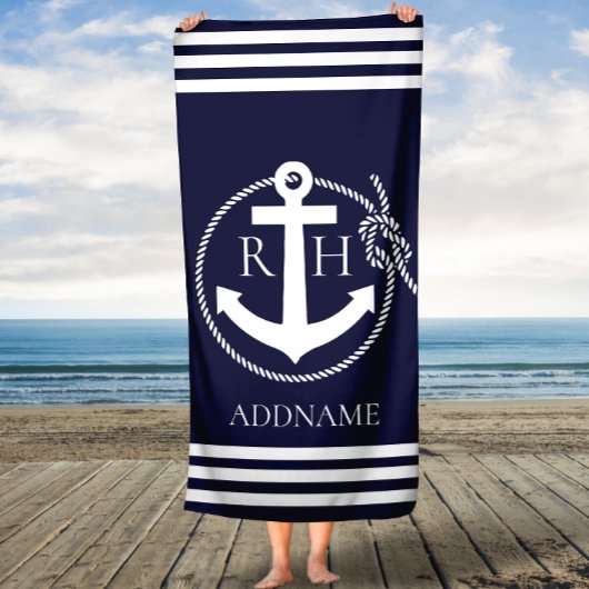 Navy Anchor Personalisiert Monogram Badetuch Badehandtuch