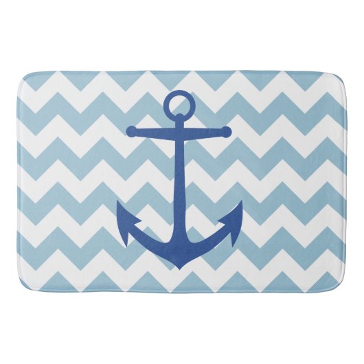 Navy Anchor und Zickzack Bath Mat Badematte (Vorderseite)
