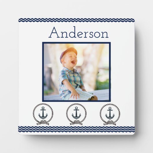 Navy Anchors windet Blue Nautic Foto Frame Fotoplatte (Vorderseite)