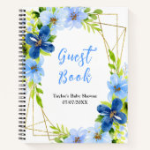 Navy and Baby Blue Floral Baby Shower Guest Book Notizblock (Vorderseite)