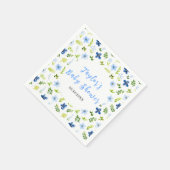 Navy and Baby Blue Floral Baby Shower Serviette (Ecke)