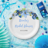 Navy and Baby Blue Floral Bridal Shower Pappteller (Party)