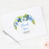 Navy and Baby Blue Floral Wedding Thank You Runder Aufkleber (Umschlag)