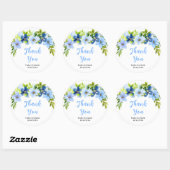 Navy and Baby Blue Floral Wedding Thank You Runder Aufkleber (Blatt)