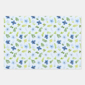 Navy and Baby Blue Flowers with Foliage Pattern Geschenkpapier Set (Vorderseite 2)