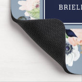 Navy and Blush Floral | Name and Monogram Mousepad (Ecke)