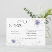 Navy and Blush Floral Wedding RSVP Einladung (Stehend Vorderseite)