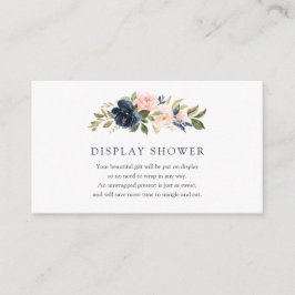 Navy and Blush Florals Display Showingkarte Begleitkarte
