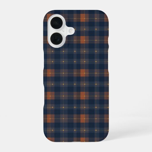 Navy and Brown Plaid Pattern iPhone 16 Hülle (Rückseite)