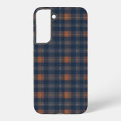 Navy and Brown Plaid Pattern Samsung Galaxy Hülle (Rückseite)