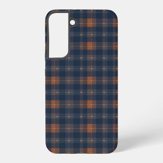 Navy and Brown Plaid Pattern Samsung Galaxy Hülle (Rückseite)