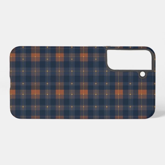 Navy and Brown Plaid Pattern Samsung Galaxy Hülle (Rückseite (Horizontal))