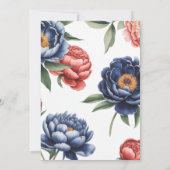 Navy and Burnt Orange Floral Bridal Shower Einladung (Rückseite)