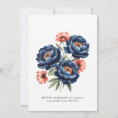 Navy and Burnt Orange Floral Wedding Shower Einladung (Rückseite)