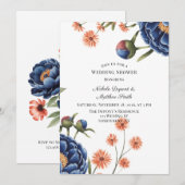 Navy and Burnt Orange Floral Wedding Shower Einladung (Vorne/Hinten)