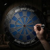 Navy and Charcoal Grit Over Glory Motivational Dartscheibe