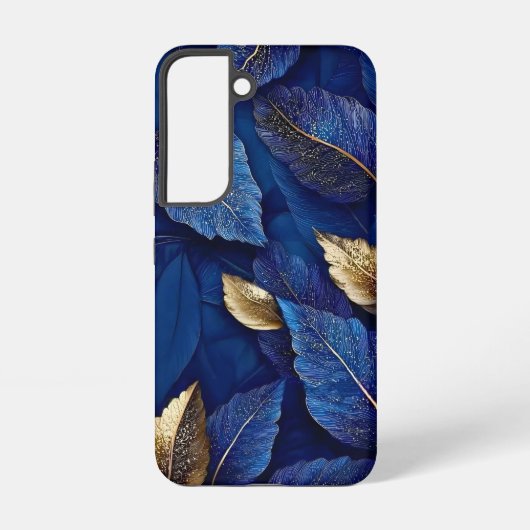 Navy and Gold Botanical Leaf Pattern Samsung Galaxy Hülle (Rückseite)
