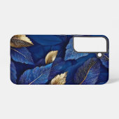 Navy and Gold Botanical Leaf Pattern Samsung Galaxy Hülle (Rückseite (Horizontal))