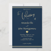 Navy and Gold Elegant Wedding with RSVP Einladung (Vorderseite)