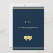 Navy and Gold Elegant Wedding with RSVP Einladung (Rückseite)